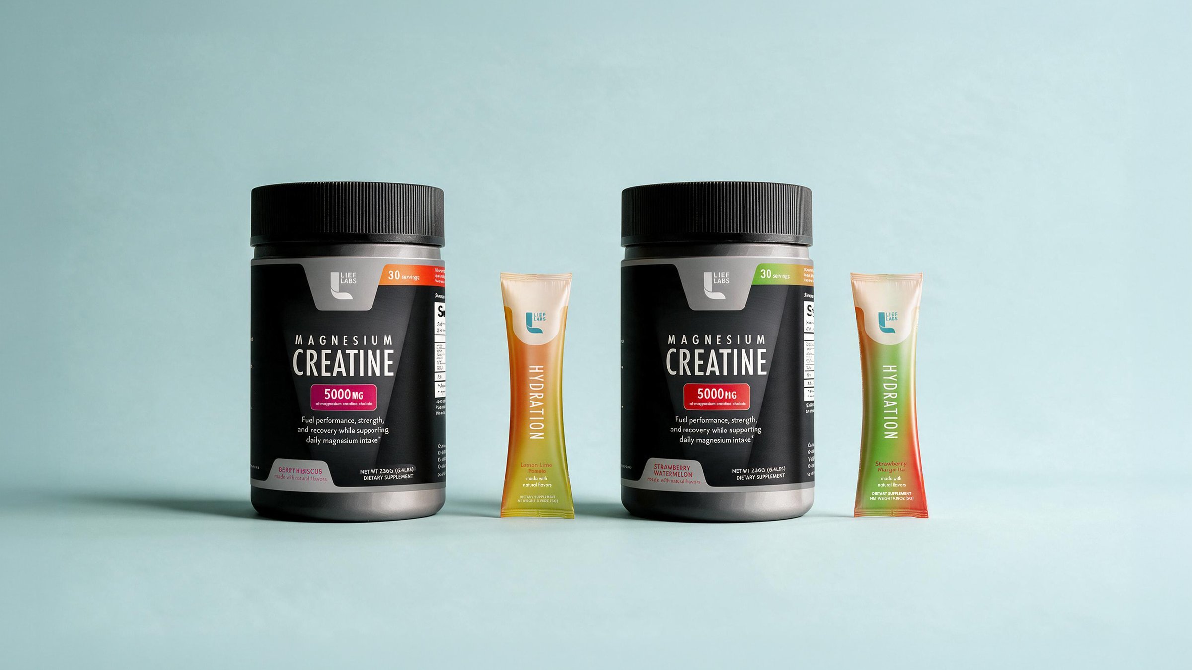 Lief Labs Magnesium Creatine tubs and Hydration stick packs: open case study